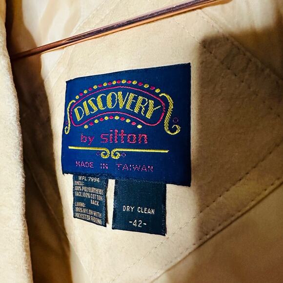 Vintage 80s Discovery by Silton Tan Button Front Quilted Jacket Size 42 - Picture 7 of 8